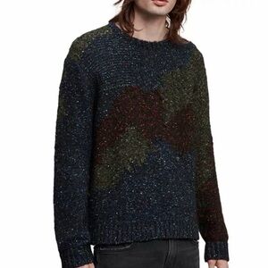John Varvatos Abstract Intarsia Sweater Knit Crewneck  Size M Rare